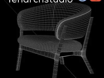 tenarchstudio round arm chair 4259 render ready vray corona Free 3D model