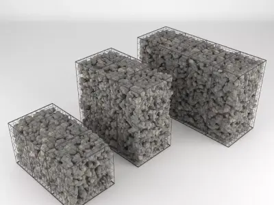Gabion Stone Wall 2 3D model