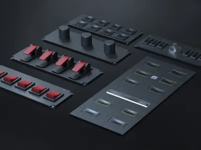 25 Hard Surface Sub-D Control Panel Elements 3D model