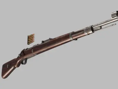mauser-karabiner-98k rifle with two cartridges 3D model