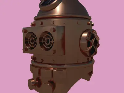 Antique diving helmet-3 Low-poly 3D model