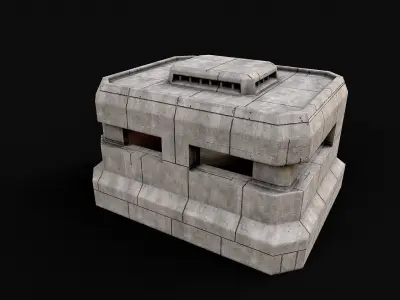 Military Concrete Bunker Base 3 Low-poly 3D model