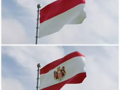 Animated Monaco Flags 3D model