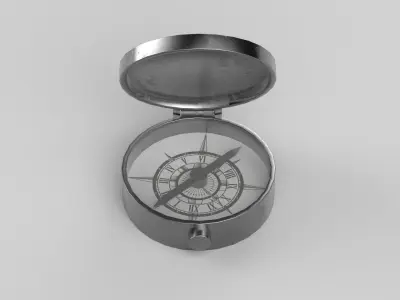 stylized compass Low-poly 3D model