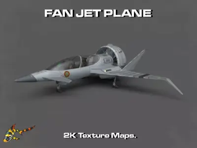 FAN JET PLANE Low-poly 3D model