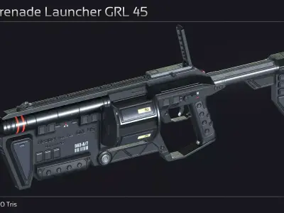 Scifi Grenade Launcher GRL 45 Low-poly 3D model
