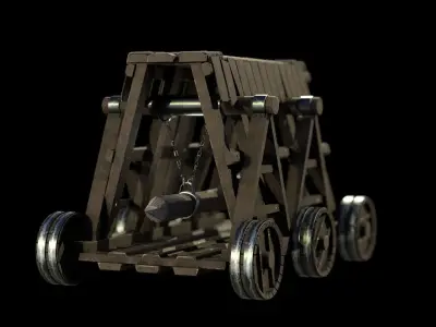 Medieval Siege Weapon - Light Battering ram Low-poly 3D model