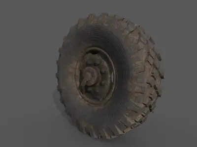 truck wheel PBR Game-Ready Low-poly 3D model