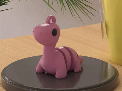 Long Neck dinosaur Articulated Keychain and Figure 3D print model