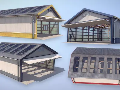 Airfield Hangar 12m Vr2 Low-poly 3D model