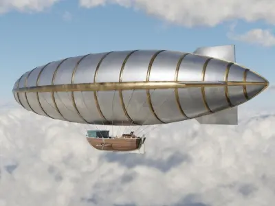 Steampunk airship Low-poly 3D model