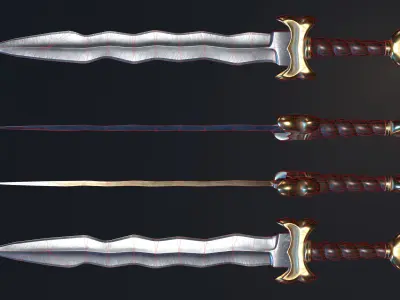 Celtic Flame Sword Low-poly 3D model