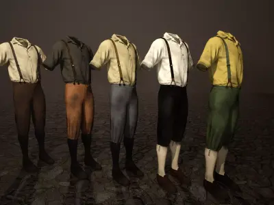 Five Farmer Man Clothes Low-poly 3D model