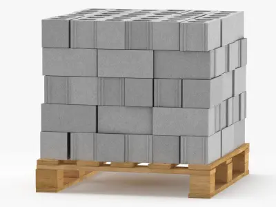 Cargo Cinder Blocks Unsecured and Secured 3D model