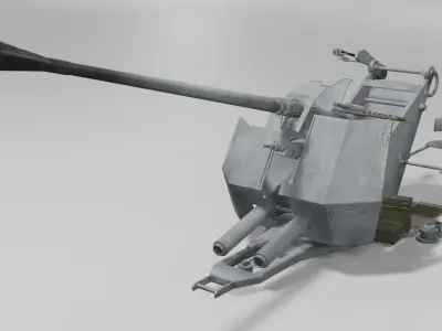 37 mm Flak 37 Anti Aircraft Gun Low-poly 3D model