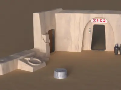 Set 1 Cantina main Entrance Outside 1-6 scale 3D Model Pack purchase