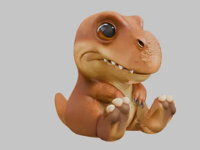  3D model of a T-Rex Kid Low-poly 3D model