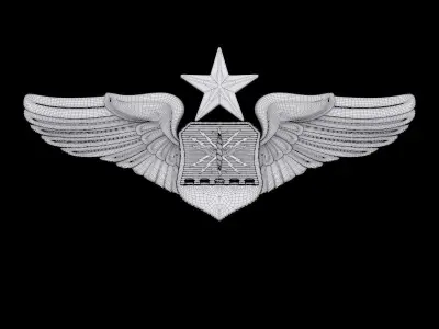 USAF Senior Combat Systems Officer Wings Badge 3D model