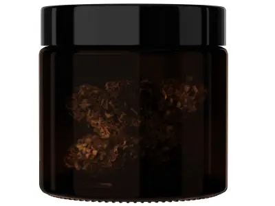 Glass crucible with label white and brown 3D model