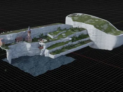 Church with cliffs 3D model