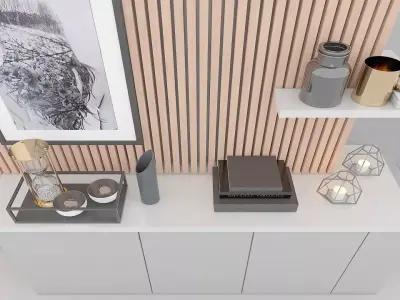Shelf Cabinet with Houseware Free 3D model