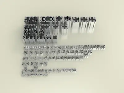 Summary of aluminum profile section models 3D model
