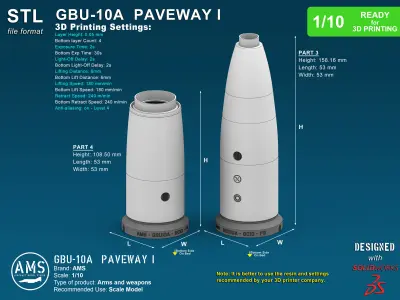 GBU-10A Paveway I - Scale 1-10 3D print model