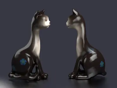 cat animal mammal  sculpture statuette  present sculpt art  3D model