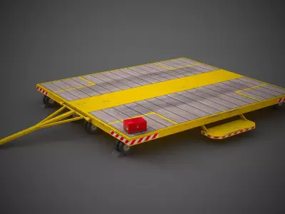 Helicopter Dolly-Trailer-Handler Low-poly 3D model