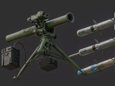 BGM 71 Tow launcher Low-poly 3D model