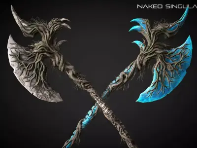 Claw Halberd Medieval dark fantasy weapon Low-poly 3D model