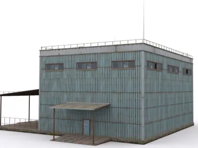 Hangar military building Low-poly 3D model