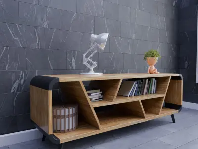 Modern Bookcase - TV Stand Cabinet 3D Model Free 3D model