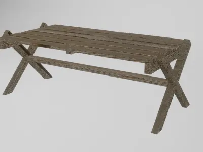 Old Wood Table Low-poly 3D model