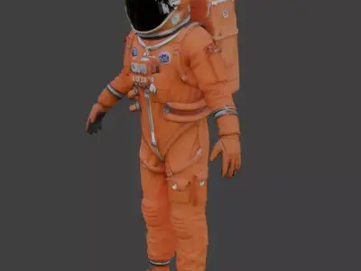 orange spacesuit rigged low poly 3D model