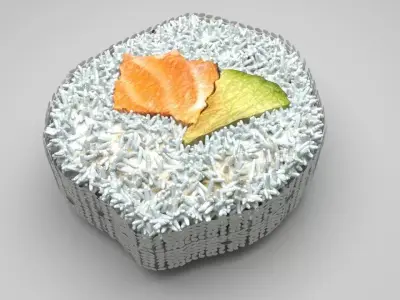 Sushi Roll With Sesame Seeds 3D model