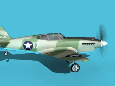 Curtiss P-40B Warhawk V07 USAAF 3D model