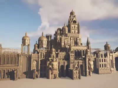 Ancient Ruins and Statues Low-poly 3D model