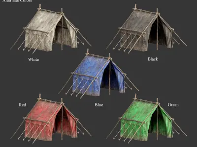 Medieval Crude Camp Tent Medium Low-poly 3D model