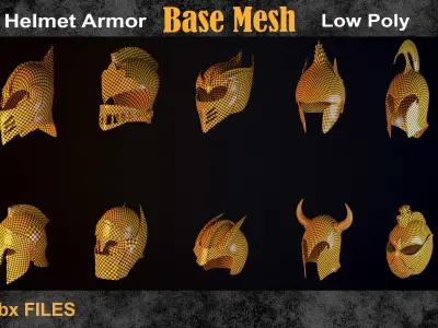 30 Helmet armor base mesh - vol 10 Low-poly 3D model