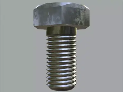 Steel Stained Hex M10 High Detail Bolt with 4K PBR Textures 3D model