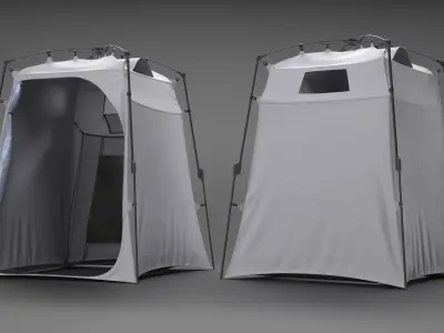 Portable Hygiene Tent With Frame Structure Gray 3D model