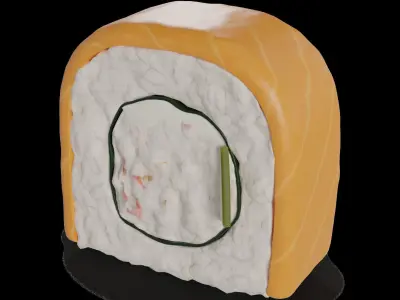 Sushi Salmon crab sticks cucumber cream 3D model