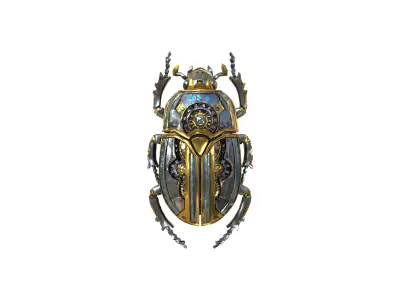 Runic Mechanical Scarab Low-poly 3D model