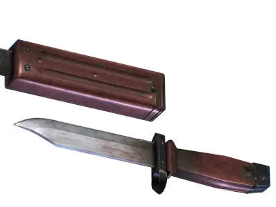 Bayonet Knife with Scabbard UTD Training RK  Low-poly 3D model