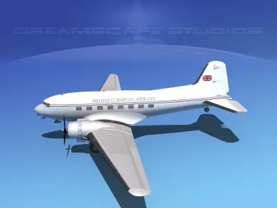 Douglas DC-3 British European 3D model