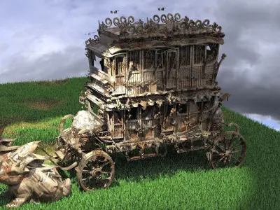 Easter Stage Coach 3 with Bunny 3D model