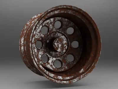 rusty damage old wheel 3D model