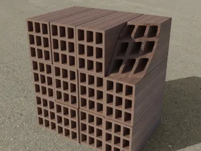 Hollow Clay Bricks Low-poly 3D model