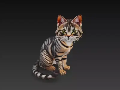 Cat Realistic 3D Model - Low Poly Realistic Low-poly 3D model